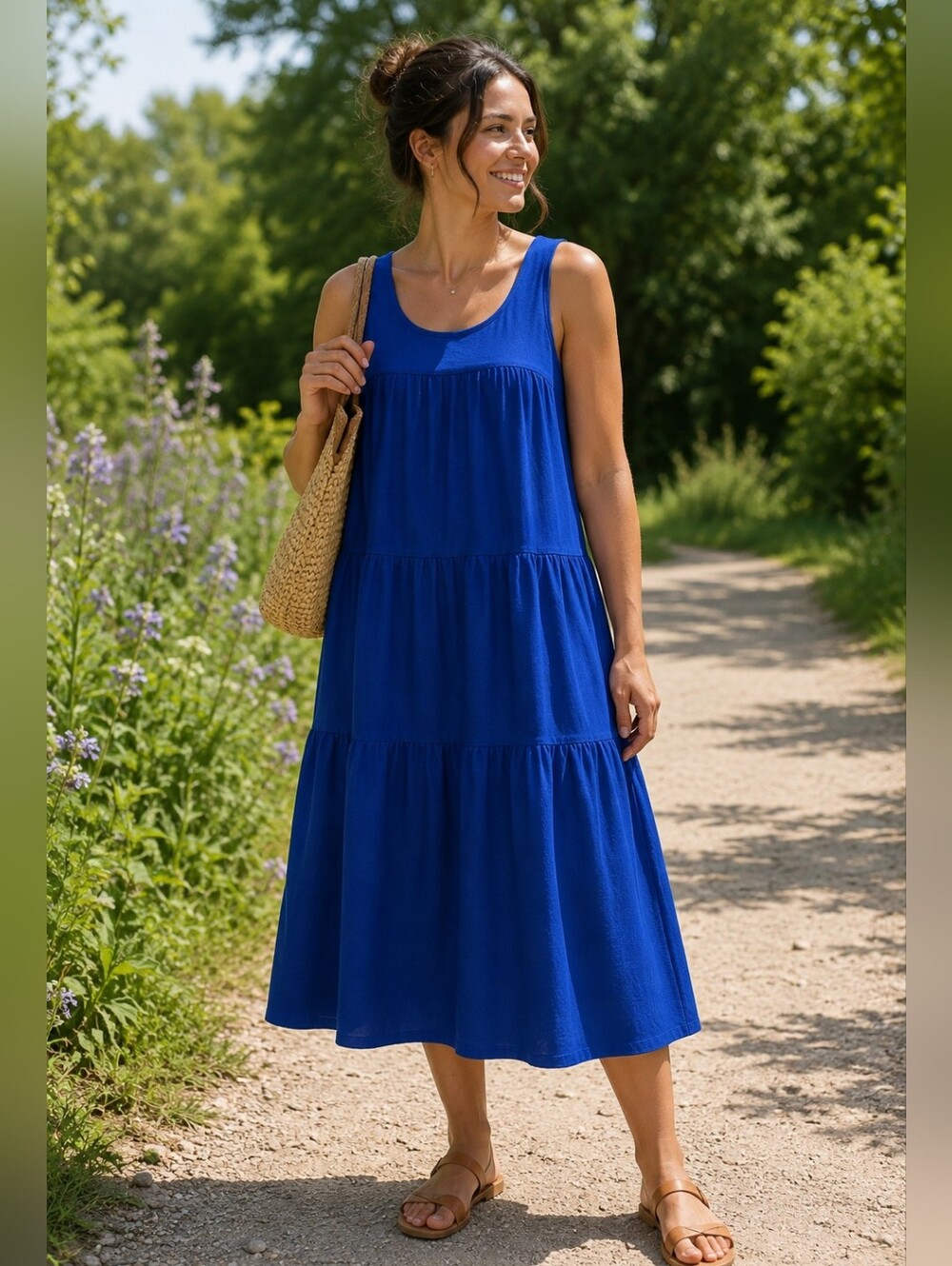 Everlane The Weekend Tiered Dress In Blue Size XSmall (Oversized)
